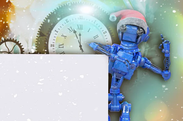 Ilustración Robot Navidad Con Sombrero Navidad — Foto de Stock