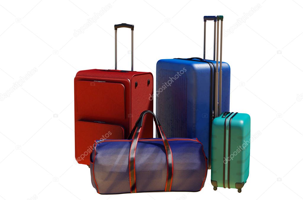 travel bags with Luggage as a symbol of travel and tourism concept 3d render