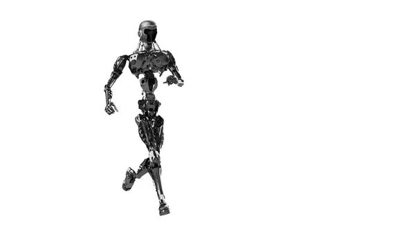 Running cyborg, running robot render 3D