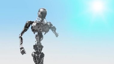 Robot, robot çalıştıran çalışan 3d render