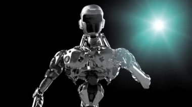 Robot, robot çalıştıran çalışan 3d render