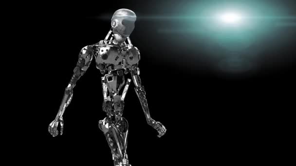 Executando Cyborg Rodando Robô Renderizar — Vídeo de Stock