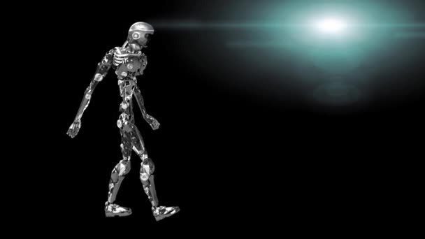 Cyborg Lopende Robot Actief Render — Stockvideo