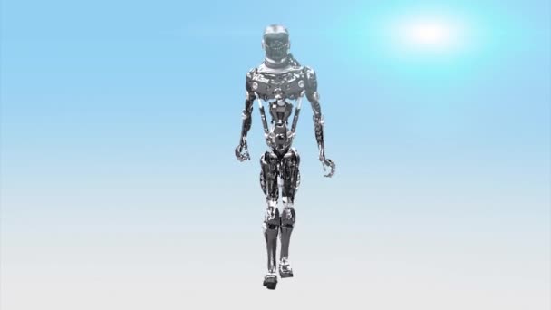 Executando Cyborg Rodando Robô Renderizar — Vídeo de Stock