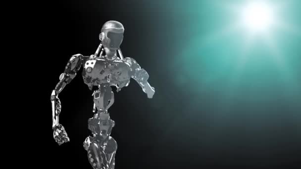 Cyborg Lopende Robot Actief Render — Stockvideo