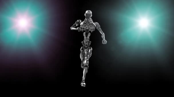 Cyborg Lopende Robot Actief Render — Stockvideo