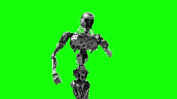 Cyborg Lopende Robot Actief Render — Stockvideo