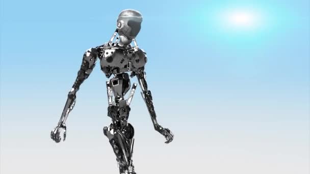 Systémem Cyborg Běžící Robot Vykreslení — Stock video