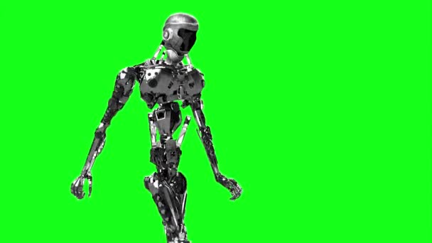 Cyborg Lopende Robot Actief Render — Stockvideo