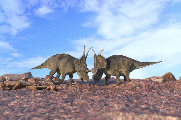 Bataille Des Dinosaures Rendre — Photo