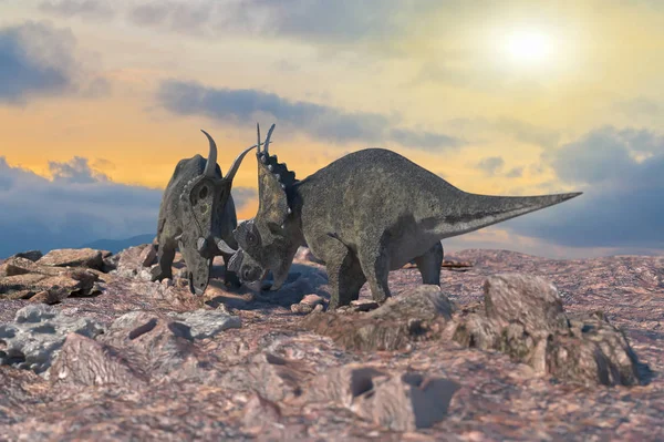 Batalha Dinossauros Renderizar — Fotografia de Stock
