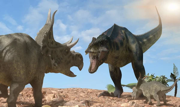 Битва Динозаврів Рендеринг — стокове фото