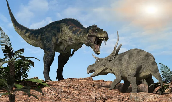 Batalha Dinossauros Renderizar — Fotografia de Stock