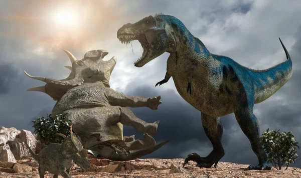 Bataille Des Dinosaures Rendre — Photo