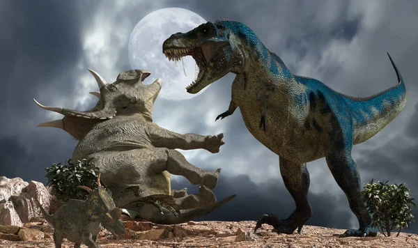 Slaget Vid Dinosaurier Rendera — Stockfoto