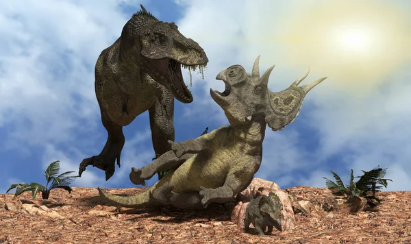 Bitwa Pod Dinozaury Renderowania — Zdjęcie stockowe