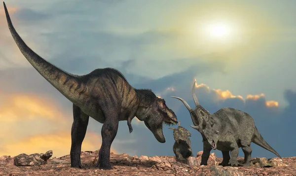 Batalha Dinossauros Renderizar — Fotografia de Stock