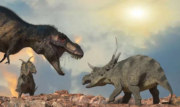 Slaget Vid Dinosaurier Rendera — Stockfoto