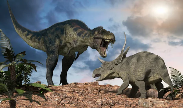 Csata Dinoszauruszok Render — Stock Fotó