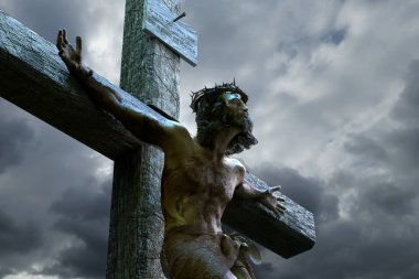 Jesus Christ on the cross, 3d render clipart