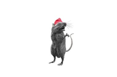 bir Noel şapka yeni yıl fare 3D çizimi