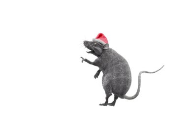 bir Noel şapka yeni yıl fare 3D çizimi