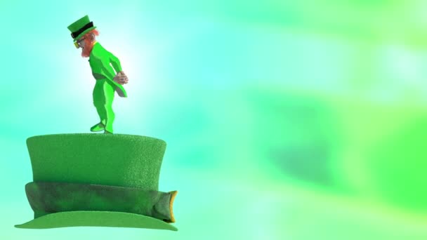Leprechaun 标志为 Patricks 天渲染3D — 图库视频影像