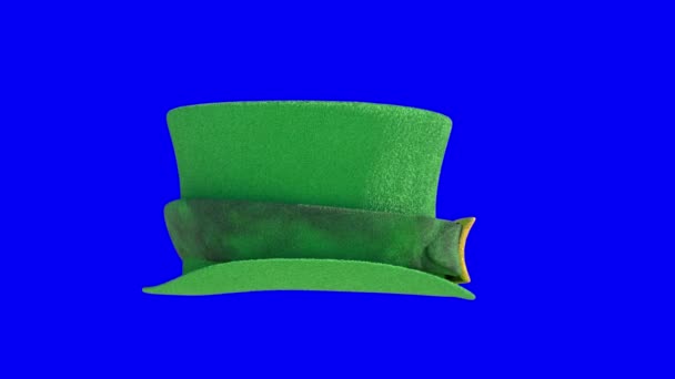 蓝色背景上的小妖精帽渲染3D 圣帕特里克节符号 — 图库视频影像