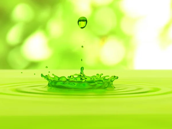 Waterdruppel Golf Met Reflectie Groen — Stockfoto