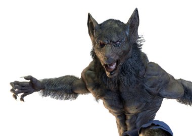 bir kurt adam beyaz arka plan üzerinde 3D çizimi