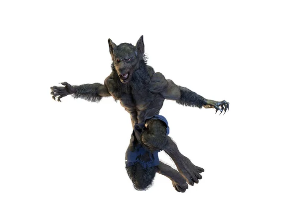 Illustration Eines Werwolfs Auf Weißem Hintergrund — Stockfoto