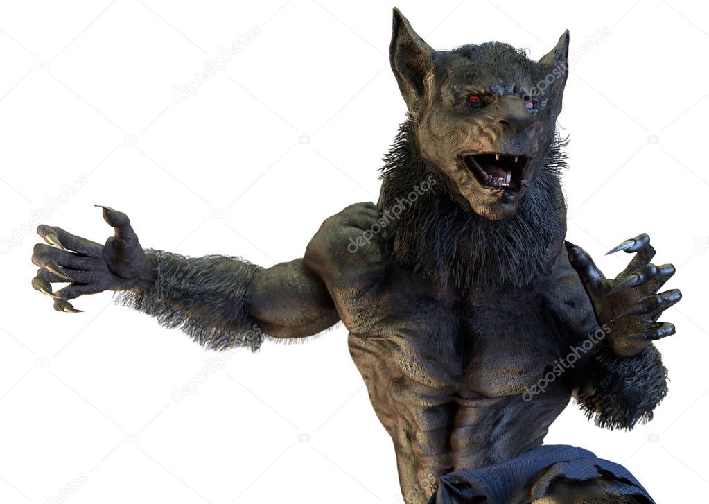 3D Illustration of a werewolf on white background