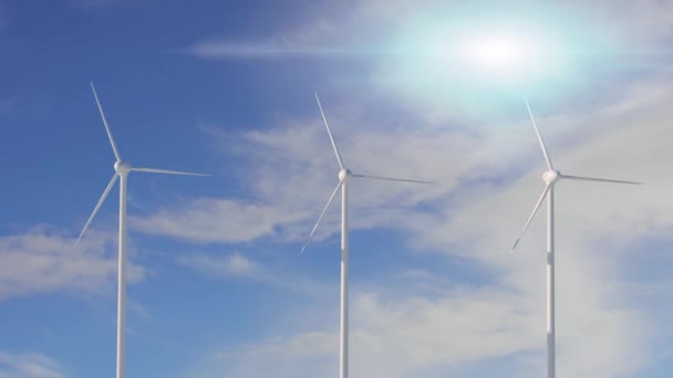 Animatie Van Windturbines Energieproductie Beeldmateriaal — Stockvideo