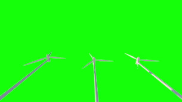 Animation Wind Turbines Energy Production Footage Green Background — Stock Video