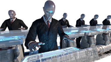 3d render insana ilişkin robot çalışma 