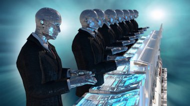 3d render insana ilişkin robot çalışma 
