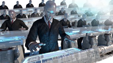 3d render insana ilişkin robot çalışma 