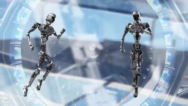 Robot Android Běží Realistické Cyklických Pohybu Vykreslení — Stock video