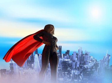 süper kahraman kostümü 3d render kadında