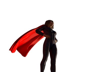 süper kahraman kostümü 3d render kadında