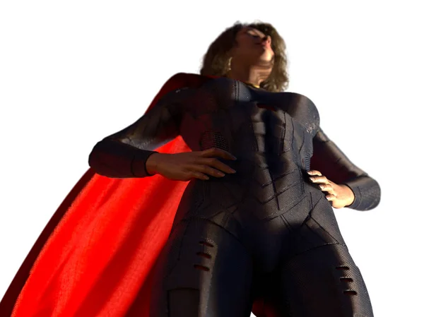 スーパー ヒーローの衣装の レンダリングの女性 — ストック写真