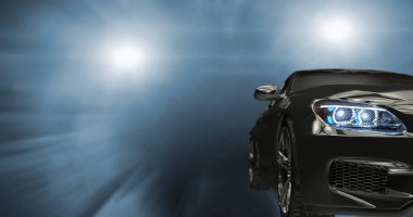 Koyu arka plan 3d render modern arabalar