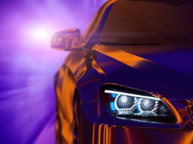 Koyu arka plan 3d render modern arabalar