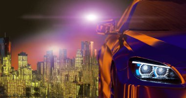 Koyu arka plan 3d render modern arabalar