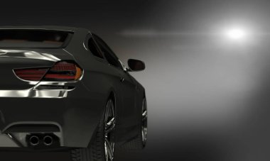 Koyu arka plan 3d render modern arabalar