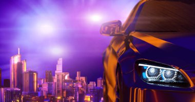 Koyu arka plan 3d render modern arabalar