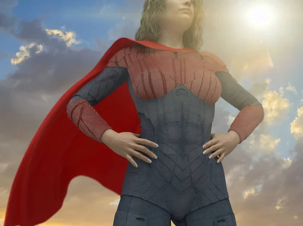 スーパー ヒーローの衣装の レンダリングの女性 — ストック写真