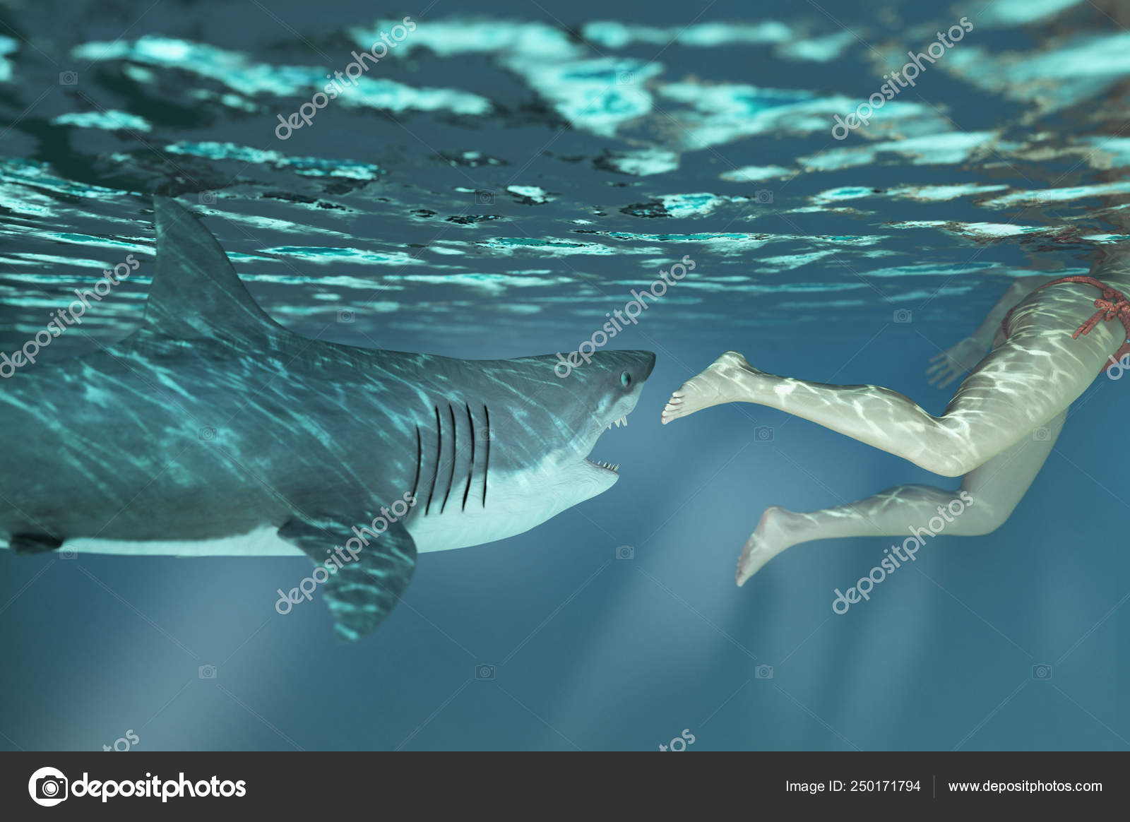Shark With Mouth Open Underwater
