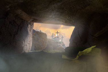 Empty Tomb of Jesus Christ 3d render clipart