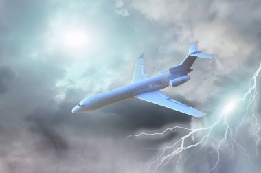 Karanlık bir fırtına gökyüzü 3D render Jet